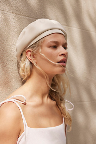 Ginger Vegan Leather Beret at Free People in Ivory