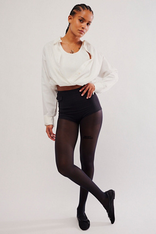 Heart Breaker Script Tights at Free People in Black, Size: Medium