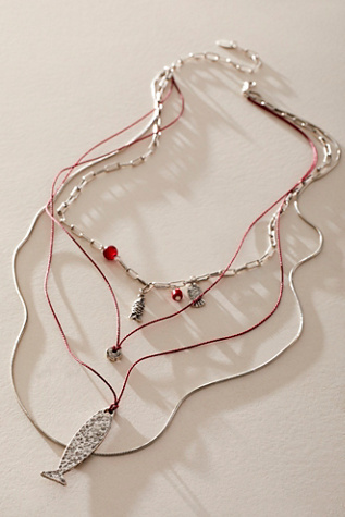 Josephine Layered Necklace at Free People in Red/Silver