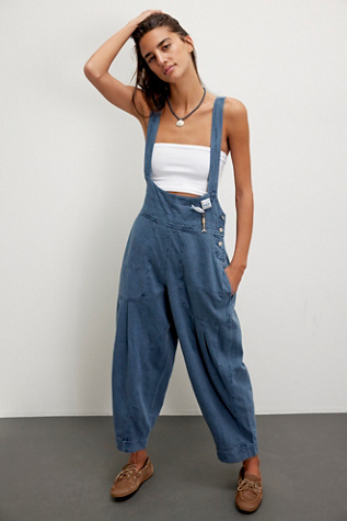 Felix Tapered Dungarees by We The Free at Free People in Flint Stone, Size: XS