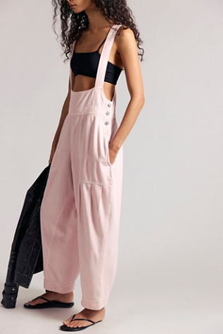 We The Free Felix Tapered Overalls at Free People in Pink, Size: S