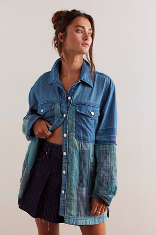 We The Free Heritage Quilted Shirt Jacket at Free People in Hay Tint Wash, Size: Medium