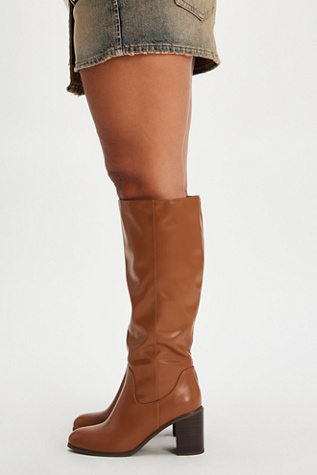 Walk This Way Wide Calf Vegan Slouchy Tall Boots by BC Footwear at Free People in Cognac Vegan Leather, Size: US 8.5