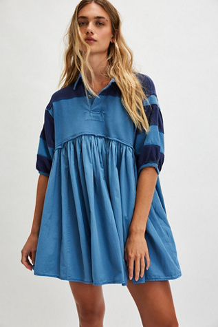 Remi Rugby Mini Dress at Free People in Blue Heaven Combo, Size: Medium