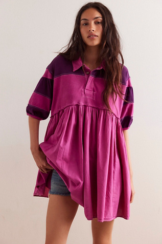 Remi Rugby Mini Dress at Free People in Wineberry, Size: Small