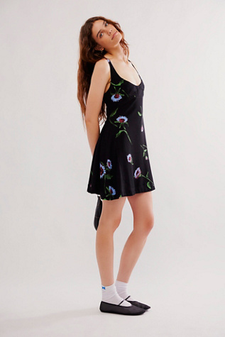 Luisa Printed Mini Dress at Free People in Black Combo, Size: XS