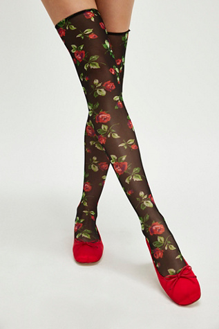 Betsy Rose Thigh Highs By Only Hearts At Free People In Rose Canopy, Size: S/P