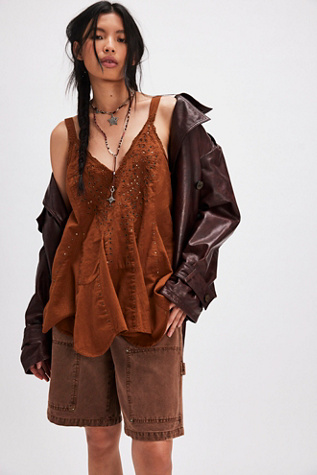 Tell Me About It Studded Tunic at Free People in Oiled Oak, Size: Small