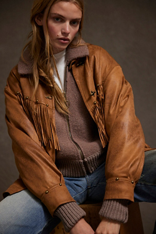 We The Free Knox Vegan Fringe Jacket At Free People In Brushed Wheat, Size: Small