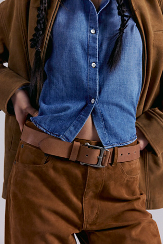 Carraway Leather Belt at Free People in Saddle, Size: S-M/P-M