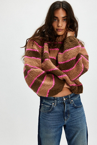 GOGO Stripe Pullover Jumper by GOGO Sweaters at Free People in Earth