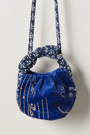 Aria Mini Velvet Bag at Free People in Sapphire