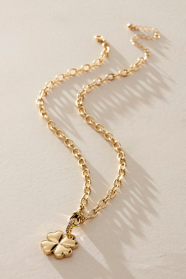 14k Gold Plated Clover Charm Necklace #2