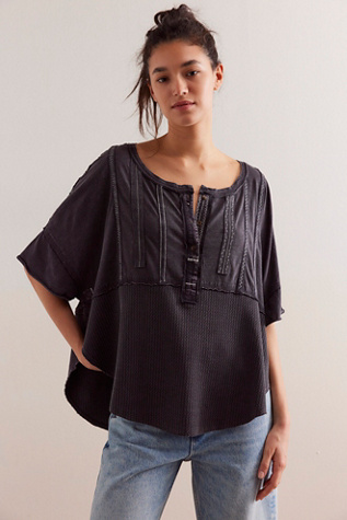 We The Free In My Feelings Henley at Free People in Black, Size: Large