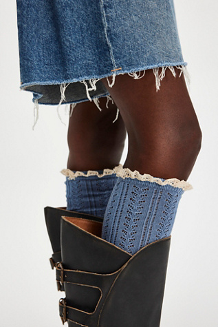 Misty Net Pointelle Tall by Free People in Blue