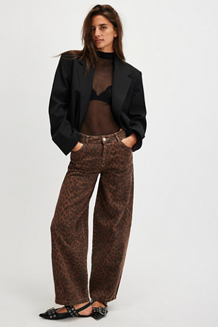 Damson Madder Dion Jeans At Free People In Dark Leopard, Size: US 12