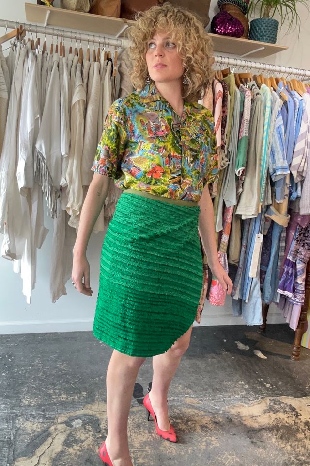 Dosa Green Silk Wrap Skirt Selected by The Curatorial Dept. #1