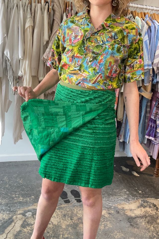 Dosa Green Silk Wrap Skirt Selected by The Curatorial Dept. #2