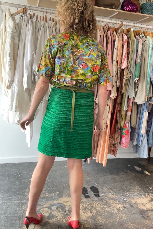 Dosa Green Silk Wrap Skirt Selected by The Curatorial Dept. #3