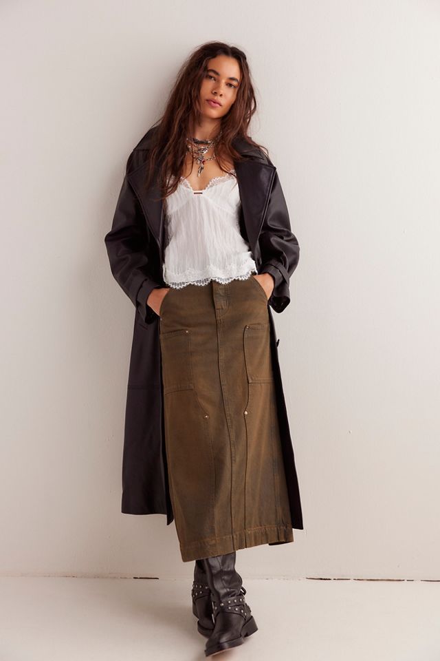 Harmonica Coated Denim Maxi Skirt #1
