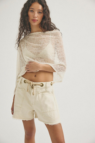 We The Free Moxie Barrel Shorts at Free People in White, Size: 30
