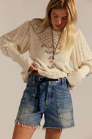 We The Free Moxie Barrel Shorts at Free People in Medium Wash, Size: 30