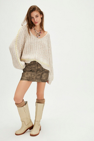 Whipstitch Pullover Jumper At Free People In Gardenia Combo, Size: XS