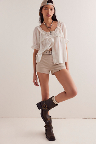 We The Free Jada Suede Shorts at Free People in Oat, Size: 26