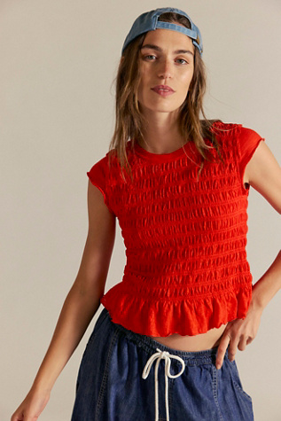 We The Free Sylvie Tee at Free People in Brown, Size: XL