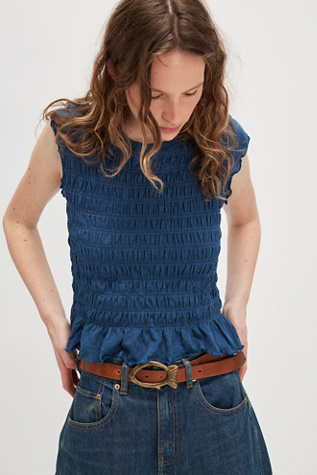 We The Free Sylvie Tee at Free People in Blue, Size: L