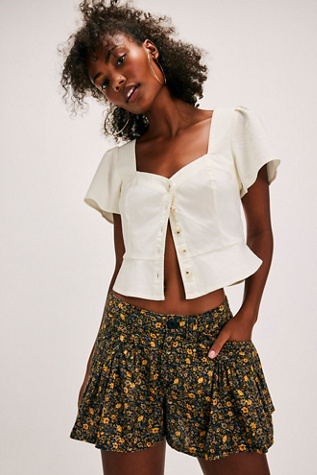 Big Time Printed Trouser Shorts at Free People in Sunflower Combo, Size: US 4