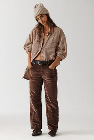 We The Free Risk Taker Mid-Rise Cord Jeans at Free People in Chocolate Truffle, Size: 29