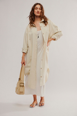 In A Daze Maxi Shirt Top by free-est at Free People in Wet Plaster, Size: Small