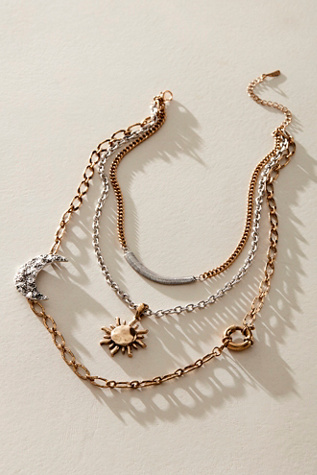 Last Call Layered Necklace at Free People in Sun And Half Moon