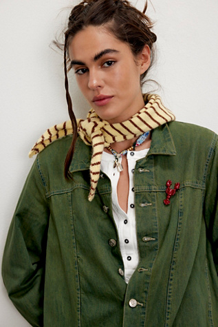 Essential Triangle Striped Scarf by Free People in Yellow
