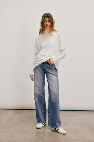 Rolla's Kate Baggy Straight Jeans At Free People In Real Worn, Size: 28