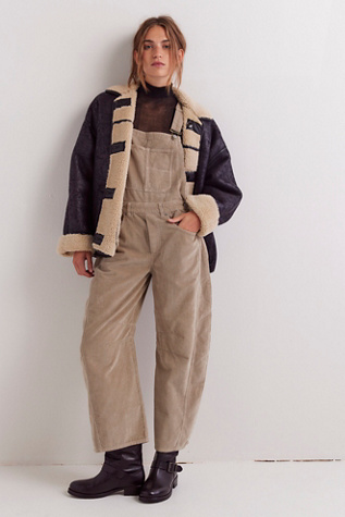 We The Free Good Luck Cord Overalls At Free People In Vintage Khaki, Size: XS