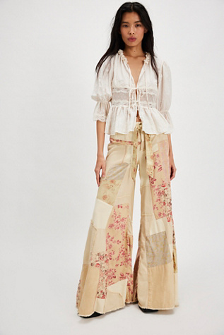 Savannah Patchwork Pants at Free People in Tan, Size: US 0