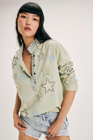 OneTeaspoon Star Denim Shirt at Free People in Sundae, Size: Medium