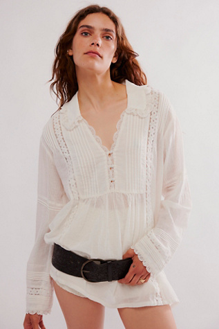 Sweet Escape Lace Tunic at Free People in Optic White, Size: Large