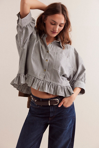 We The Free Bailey Stripe Shirt At Free People In Ivory Combo, Size: Small