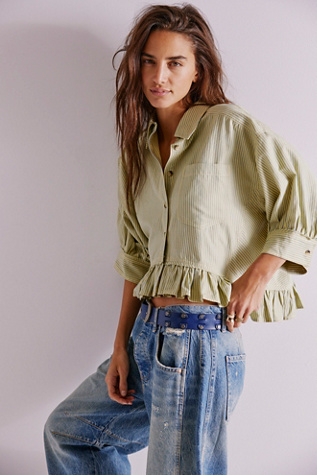 We The Free Bailey Stripe Shirt At Free People In Yellow Combo, Size: Small