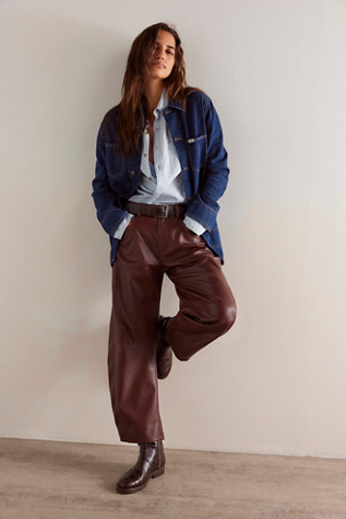 We The Free Good Luck Vegan Barrel Trousers at Free People in Chocolate Fondant, Size: 29