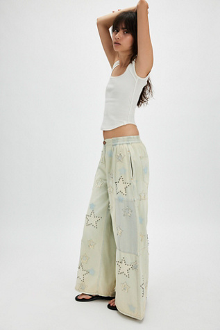 OneTeaspoon Denim Palazzo Jeans at Free People in Sundae Star, Size: XS