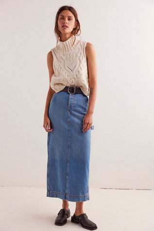 We The Free Francisco Denim Maxi Skirt at Free People in Head Over Heels, Size: 28