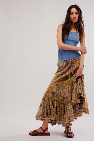 Like A Mermaid Printed Maxi Skirt at Free People in Trellace, Size: Small