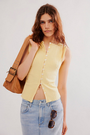 Tilly Vest Jacket at Free People in Mellow Yellow, Size: XL