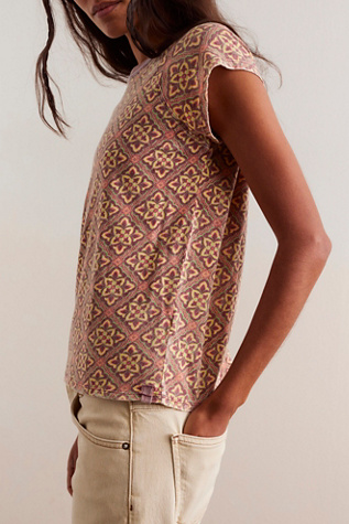 We The Free Bailey Printed Tee at Free People in Beau Berry, Size: Medium