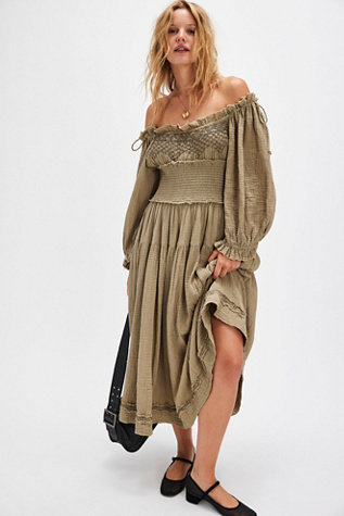 Toledo Midi Dress at Free People in Treehouse, Size: Large