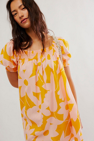 Mila Printed Mini at Free People in Tangerine Combo, Size: Large